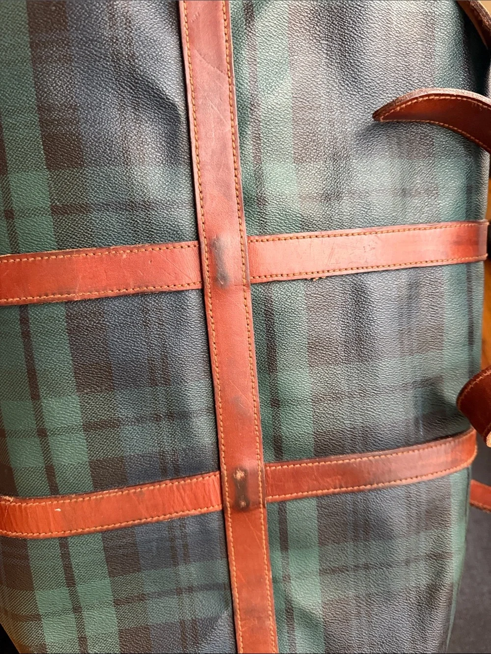 Polo Ralph LaurenLeather-Trim Green & Navy Plaid Weekender Bag